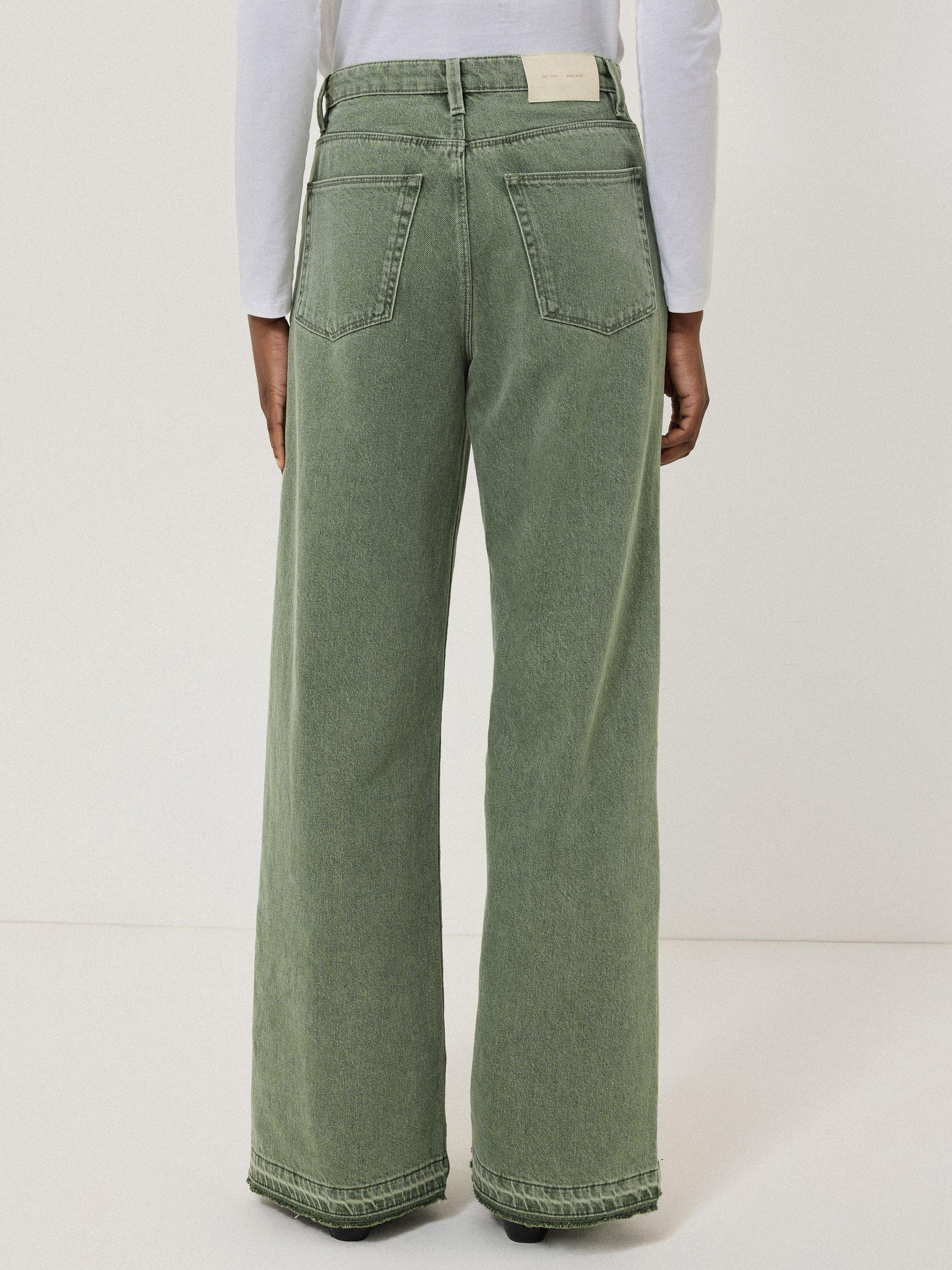 Product image 2 of 7, which shows Jigsaw Finn Wide Leg Jeans, Mid Green, 24