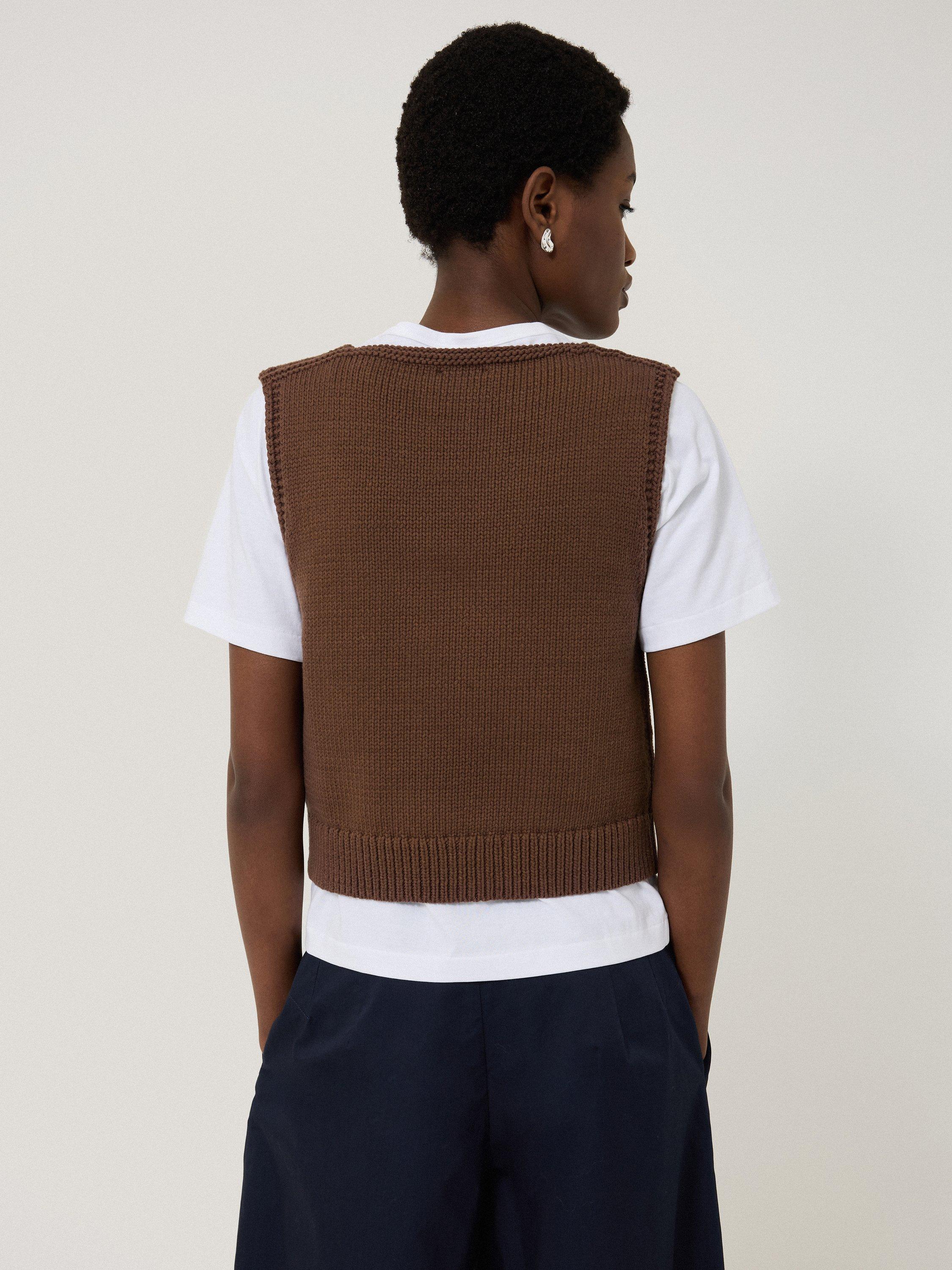 Product image 2 of 6, which shows Jigsaw Chunky Cotton Blend V-Neck Tank, Brown, XS