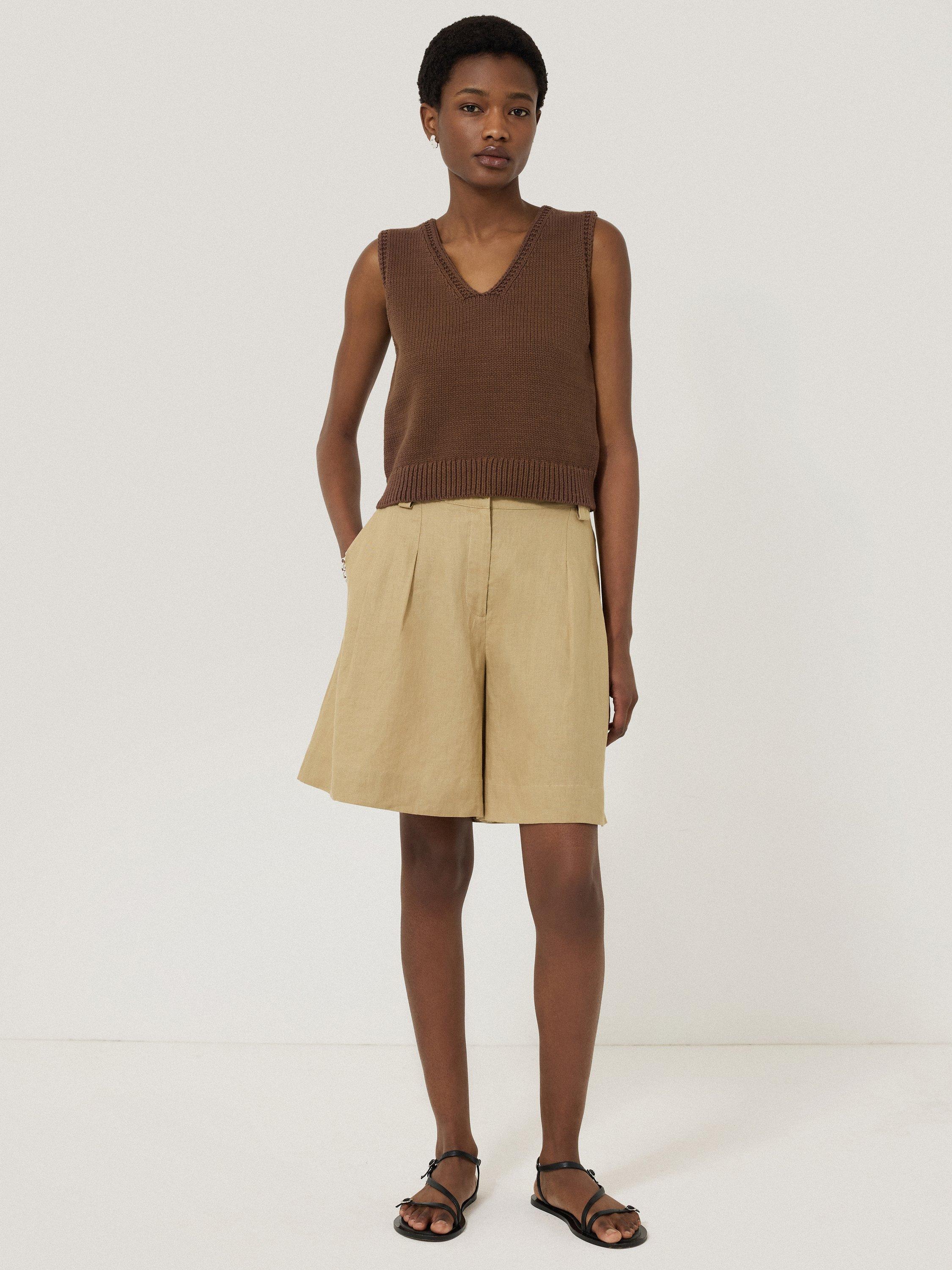 Product image 6 of 6, which shows Jigsaw Chunky Cotton Blend V-Neck Tank, Brown, XS