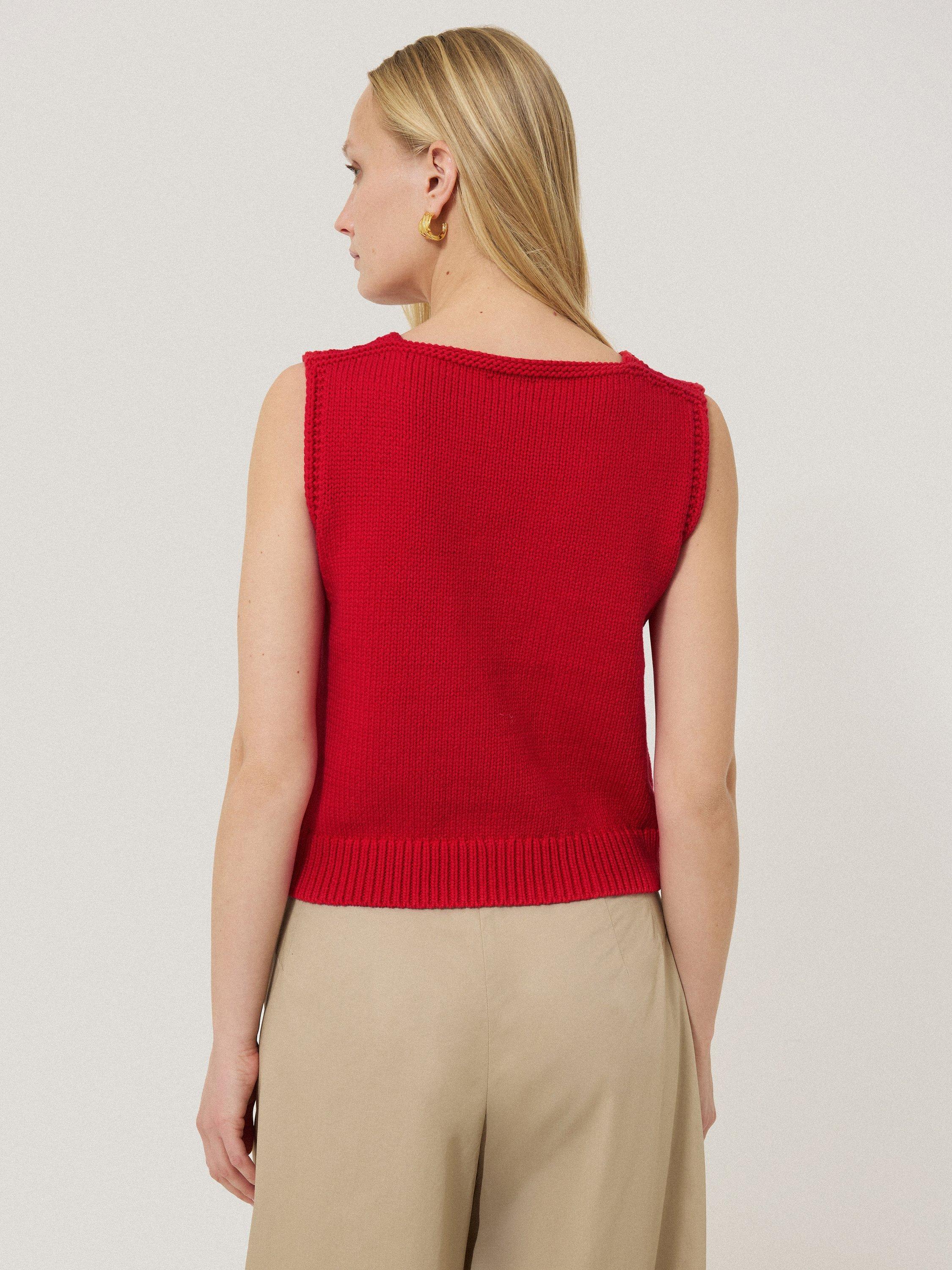 Product image 2 of 6, which shows Jigsaw Chunky Cotton Blend V-Neck Tank, Red, S