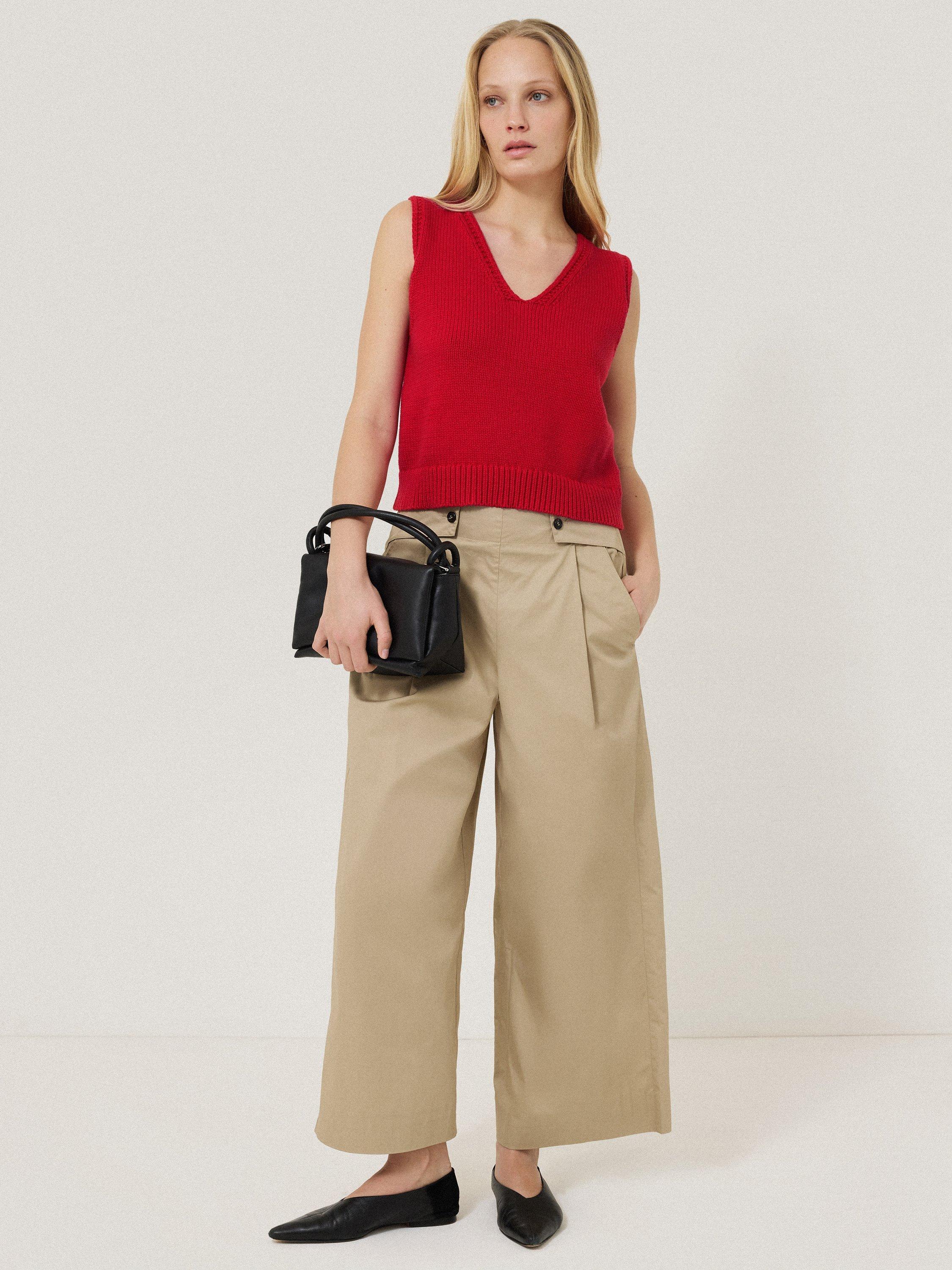Product image 4 of 6, which shows Jigsaw Chunky Cotton Blend V-Neck Tank, Red, S