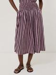 Jigsaw Cotton Slub Stripe Skirt, Red/Multi