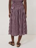 Jigsaw Cotton Slub Stripe Skirt, Red/Multi
