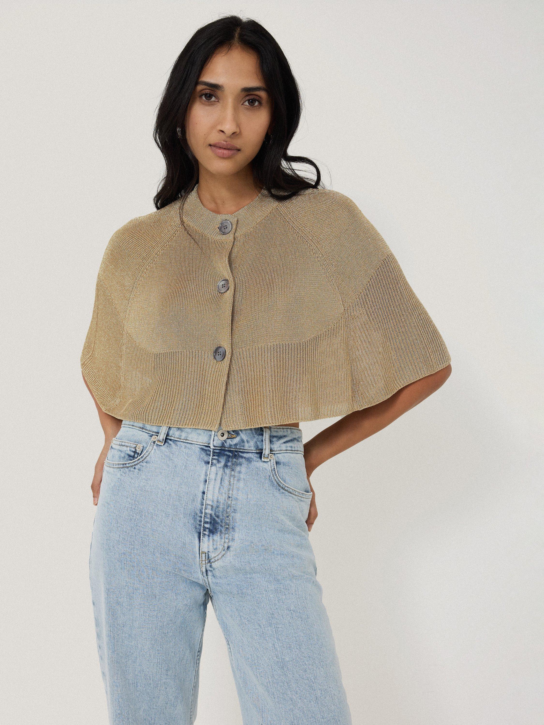 Jigsaw Sparkly Knitted Cape, Gold