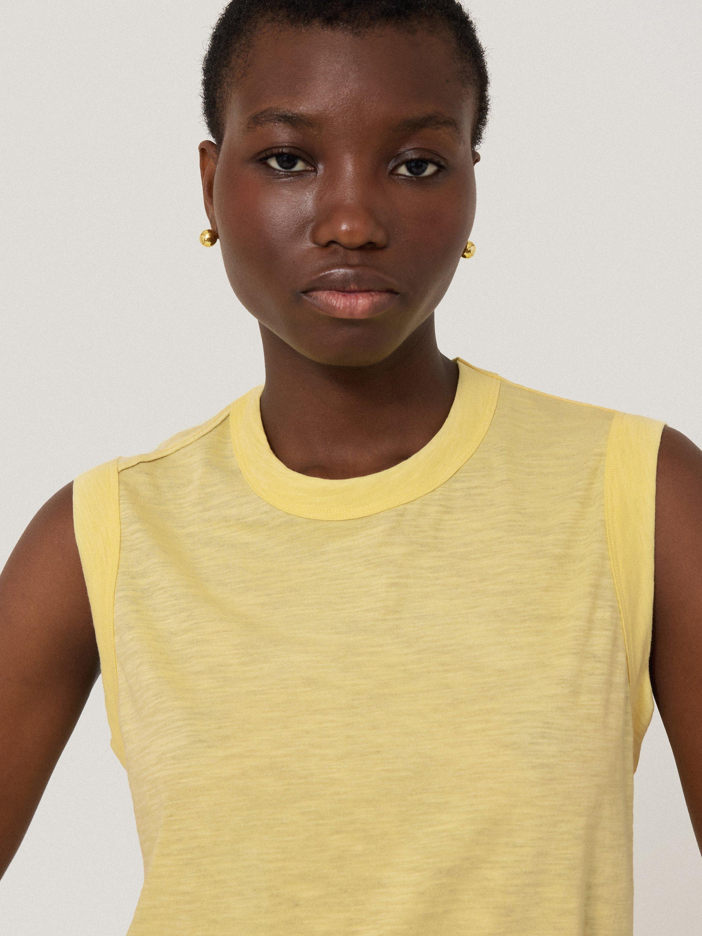 Product image 3 of 5, which shows Jigsaw Cotton Slub Jersey Tank Top, Yellow, S