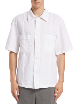 Barena Ganzer Cotton Short Sleeve Overshirt, Bianco, Bianco