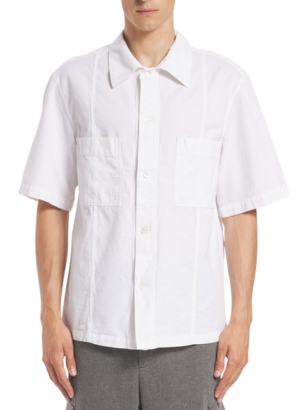 Barena Ganzer Cotton Short Sleeve Overshirt, Bianco, Bianco