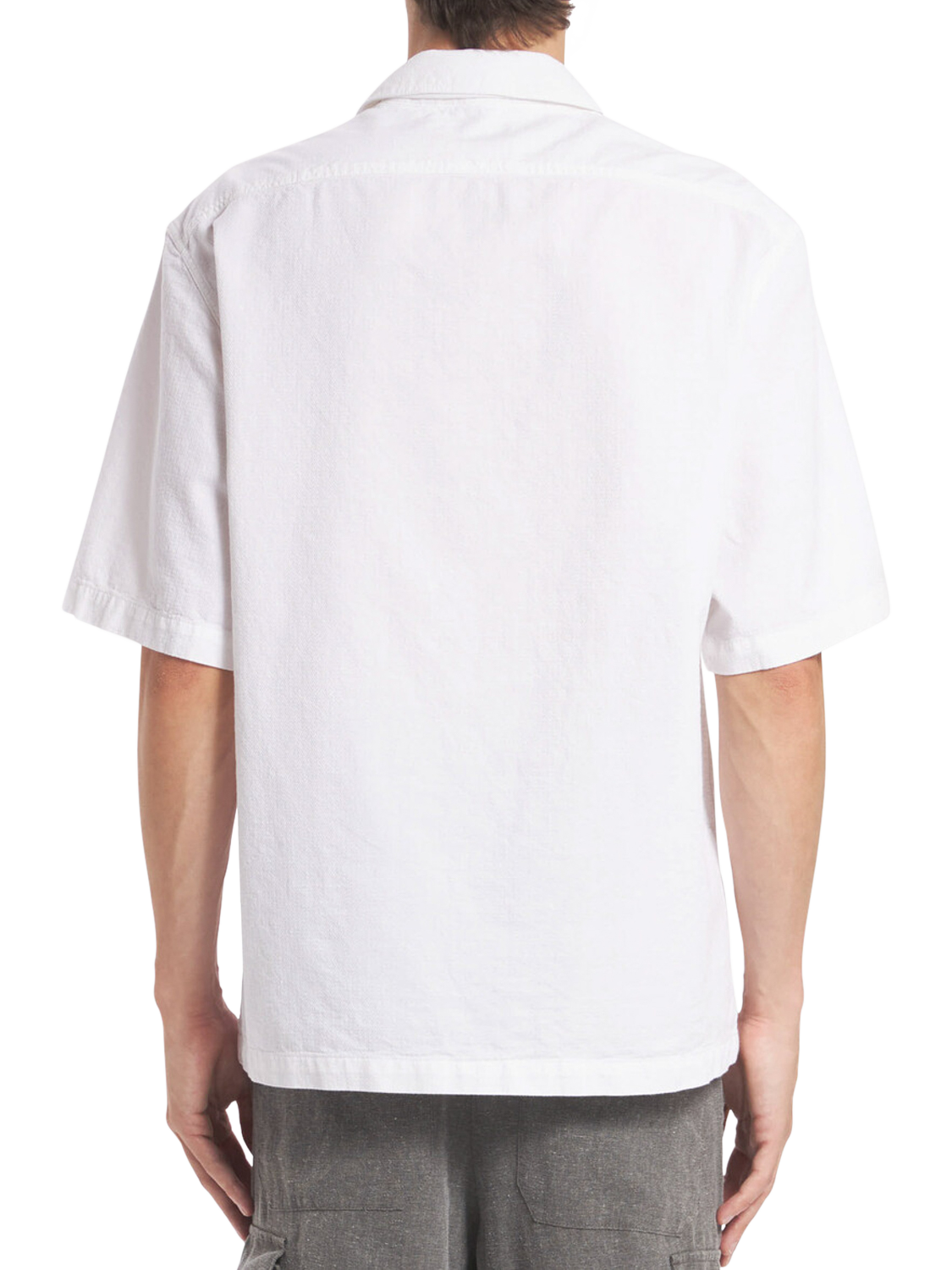 Product image 3 of 5, which shows Barena Ganzer Cotton Short Sleeve Overshirt, Bianco, 38R