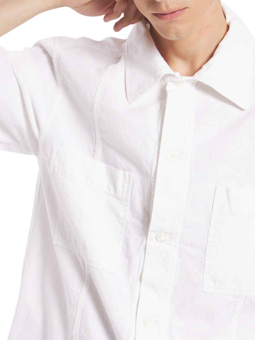 Product image 4 of 5, which shows Barena Ganzer Cotton Short Sleeve Overshirt, Bianco, 38R
