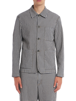 Barena Marin Check Long Sleeve Overshirt, Navy, Navy