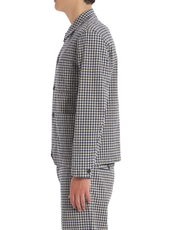 Barena Marin Check Long Sleeve Overshirt, Navy - view 2, Navy