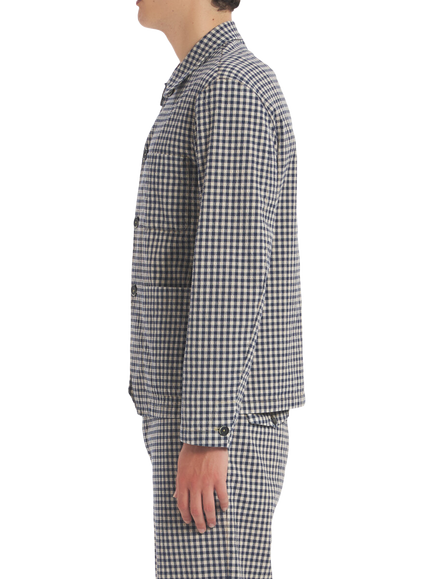 Barena Marin Check Long Sleeve Overshirt, Navy - view 2, Navy