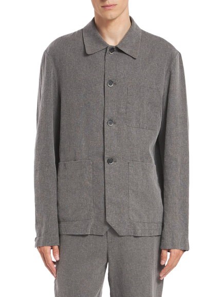 Barena Vi Linen Blend Long Sleeve Overshirt, Grigio, Grigio