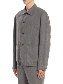 Barena Vi Linen Blend Long Sleeve Overshirt, Grigio - view 2, Grigio