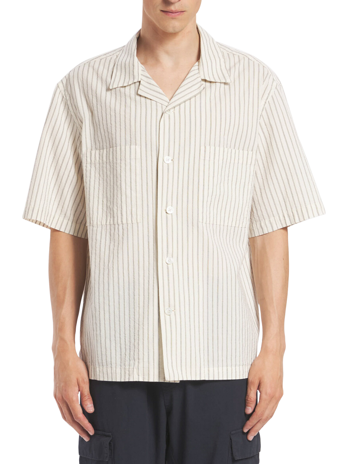Product image 1 of 4, which shows Barena Solana Cotton Stripe Shirt, Avorio, M