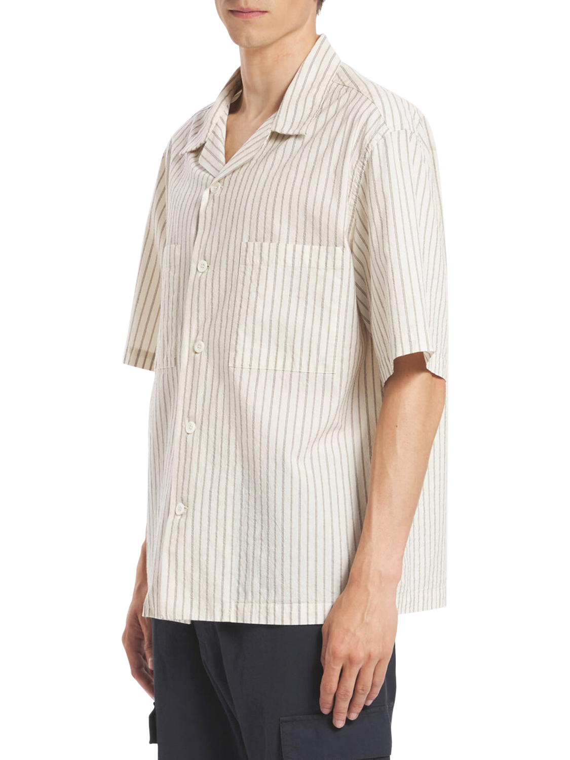 Product image 2 of 4, which shows Barena Solana Cotton Stripe Shirt, Avorio, M