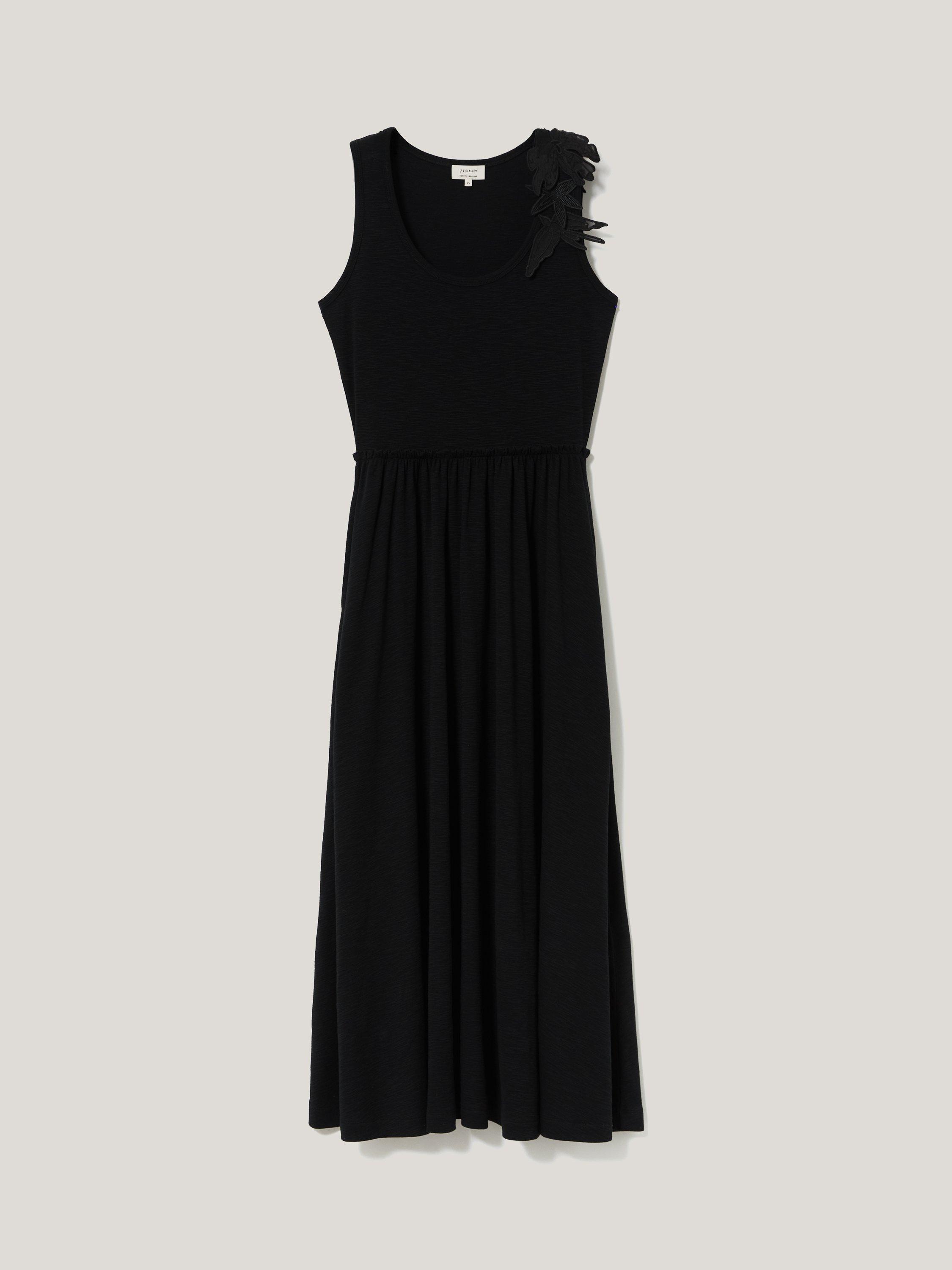 Product image 5 of 6, which shows Jigsaw Floral Applique Jersey Midi Dress, Black, XS