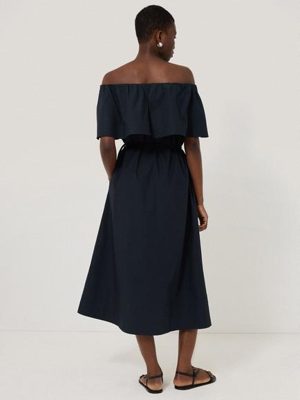Jigsaw Off The Shoulder Poplin Dress, Navy - view 2, Navy