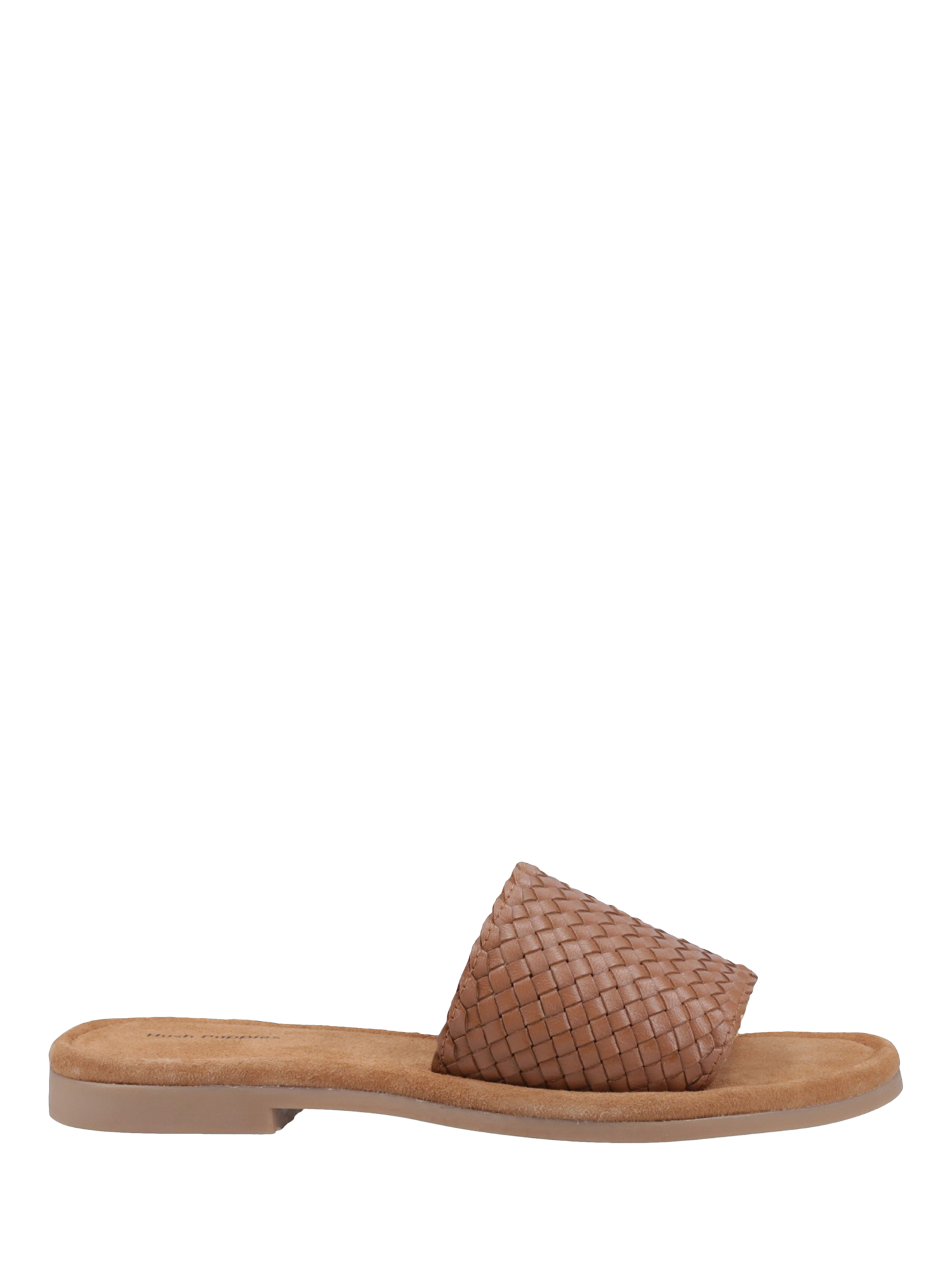Product image 1 of 4, which shows Hush Puppies HettyWoven  Leather Slider Sandals, Tan, 3