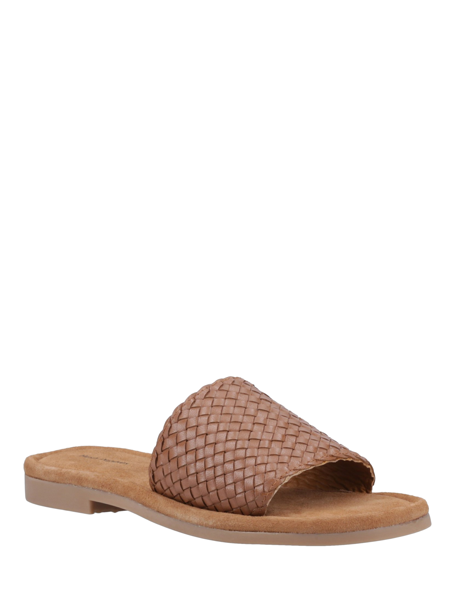 Product image 2 of 4, which shows Hush Puppies HettyWoven  Leather Slider Sandals, Tan, 3
