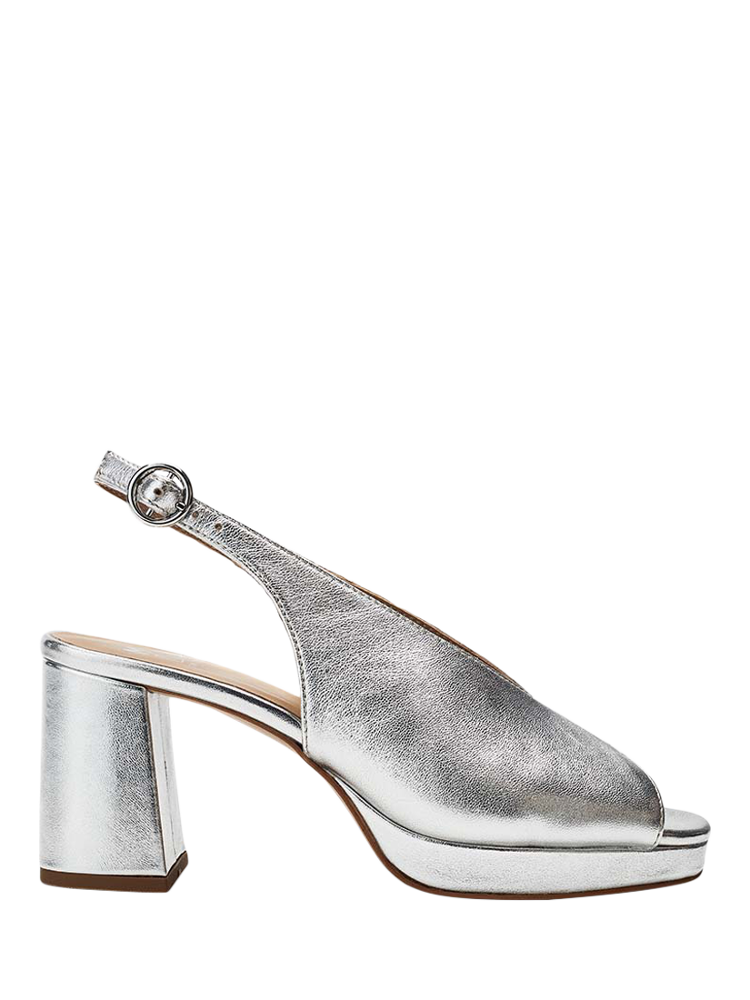 Product image 1 of 4, which shows Moda in Pelle Jacinta Leather Sandals, Silver, 3