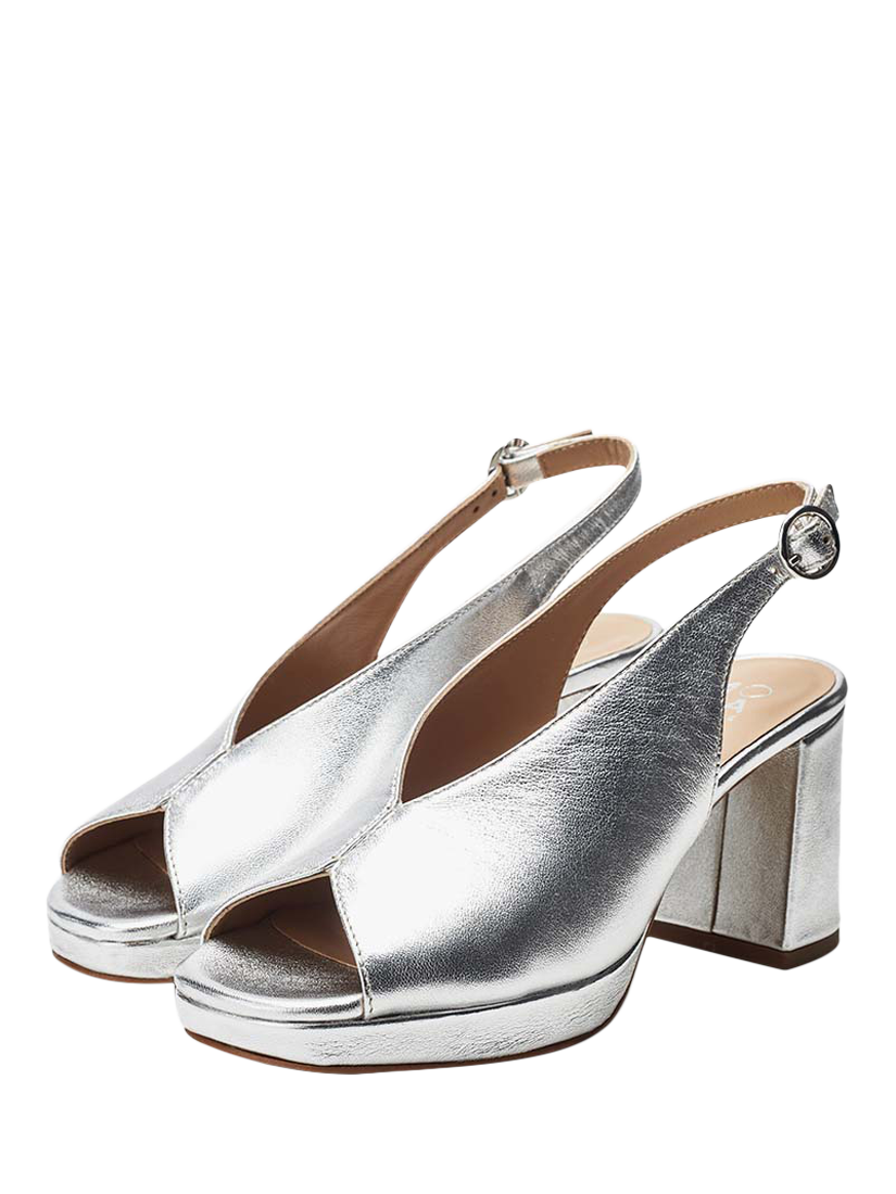 Product image 2 of 4, which shows Moda in Pelle Jacinta Leather Sandals, Silver, 3