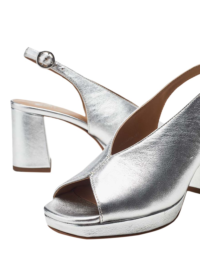 Product image 4 of 4, which shows Moda in Pelle Jacinta Leather Sandals, Silver, 3