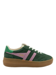 Gola Athena Suede Chunky Trainers, Green/Pink