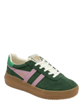 Gola Athena Suede Chunky Trainers, Green/Pink