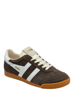 Gola Elan Suede Mix Trainers, Brown/White - view 2, Brown/White