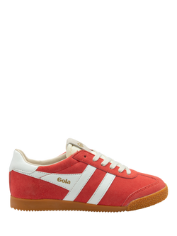 Gola Elan Suede Mix Trainers, Coral/White, Coral/White