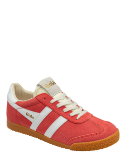 Gola Elan Suede Mix Trainers, Coral/White - view 2, Coral/White