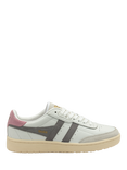 Gola Falcon Leather Lace Up Trainers, White/Grey/Pink