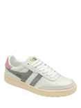 Gola Falcon Leather Lace Up Trainers, White/Grey/Pink