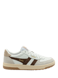 Gola Hawk Leather Lace Up Trainers, White/Brown/Multi