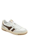 Gola Hawk Leather Lace Up Trainers, White/Brown/Multi