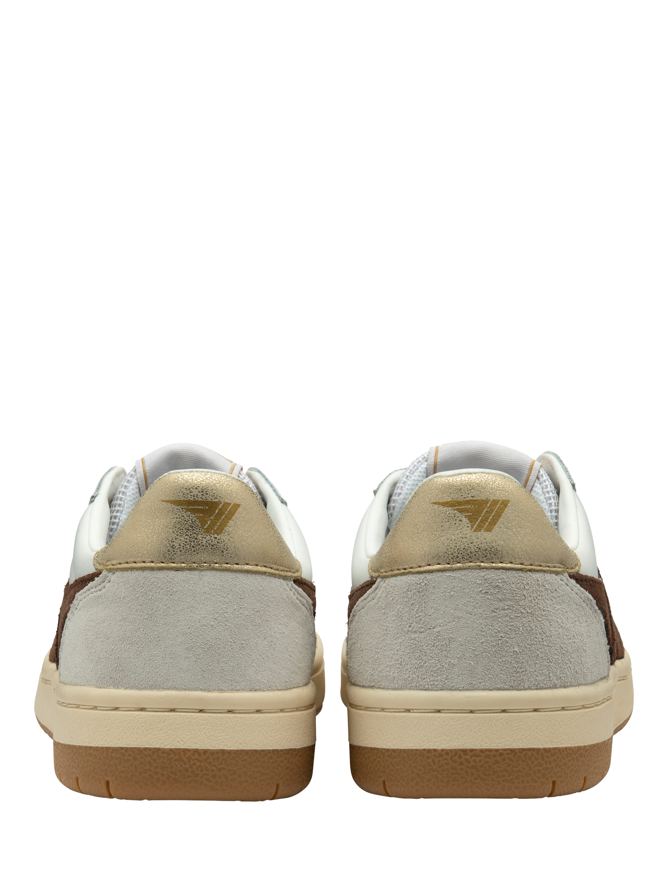 Product image 4 of 5, which shows Gola Hawk Leather Lace Up Trainers, White/Brown/Multi, 5