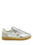Gola Viper Metallic Leather Trainers, Silver/Off White