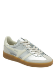 Gola Viper Metallic Leather Trainers, Silver/Off White