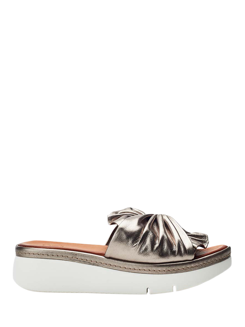 Product image 1 of 4, which shows Moda in Pelle Ollin Leather Open Toe Sandals, Pewter, 3