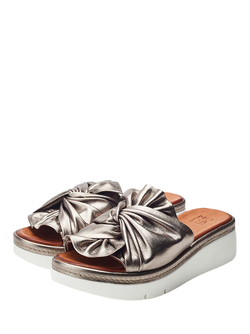 Product image 2 of 4, which shows Moda in Pelle Ollin Leather Open Toe Sandals, Pewter, 3
