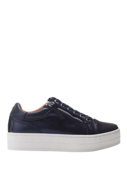 Moda in Pelle Barlli Leather Chunky Zip Trainers, Navy, Navy