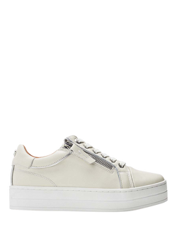 Moda in Pelle Barlli Leather Chunky Zip Trainers, Off White, Off White