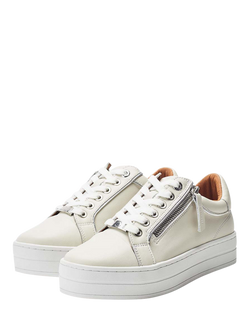 Moda in Pelle Barlli Leather Chunky Zip Trainers, Off White - view 2, Off White