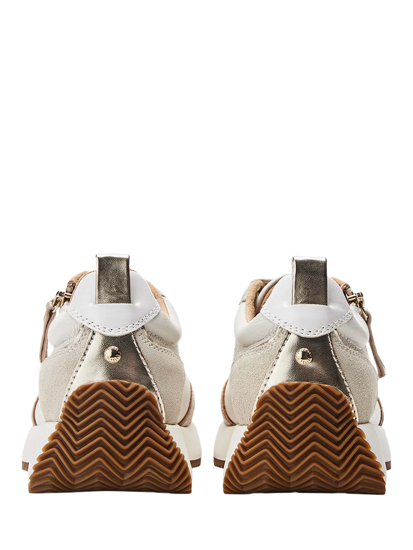 Product image 2 of 3, which shows Moda in Pelle Delphinea Leather Trainers, White/Gold, 3