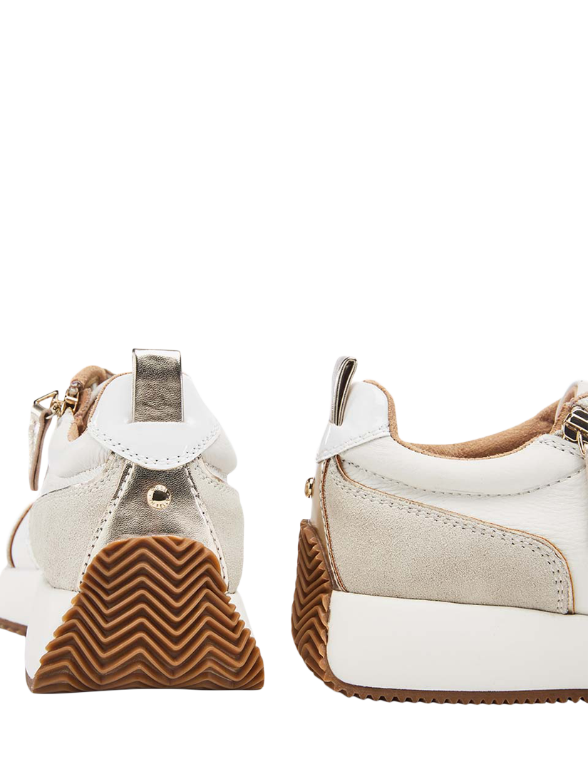 Product image 3 of 3, which shows Moda in Pelle Delphinea Leather Trainers, White/Gold, 3