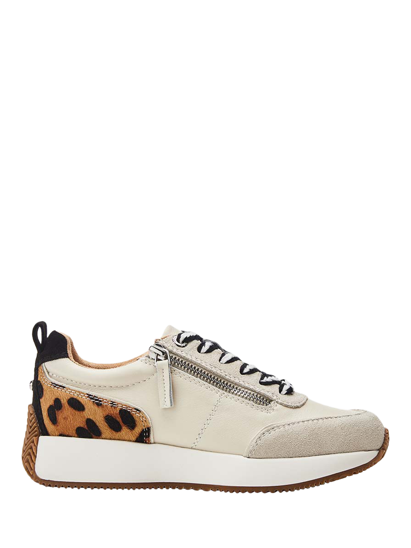 Product image 1 of 5, which shows Moda in Pelle Delphinea Leather Trainers, White Leopard, 3