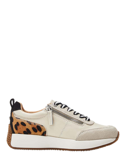 Moda in Pelle Delphinea Leather Trainers, White Leopard