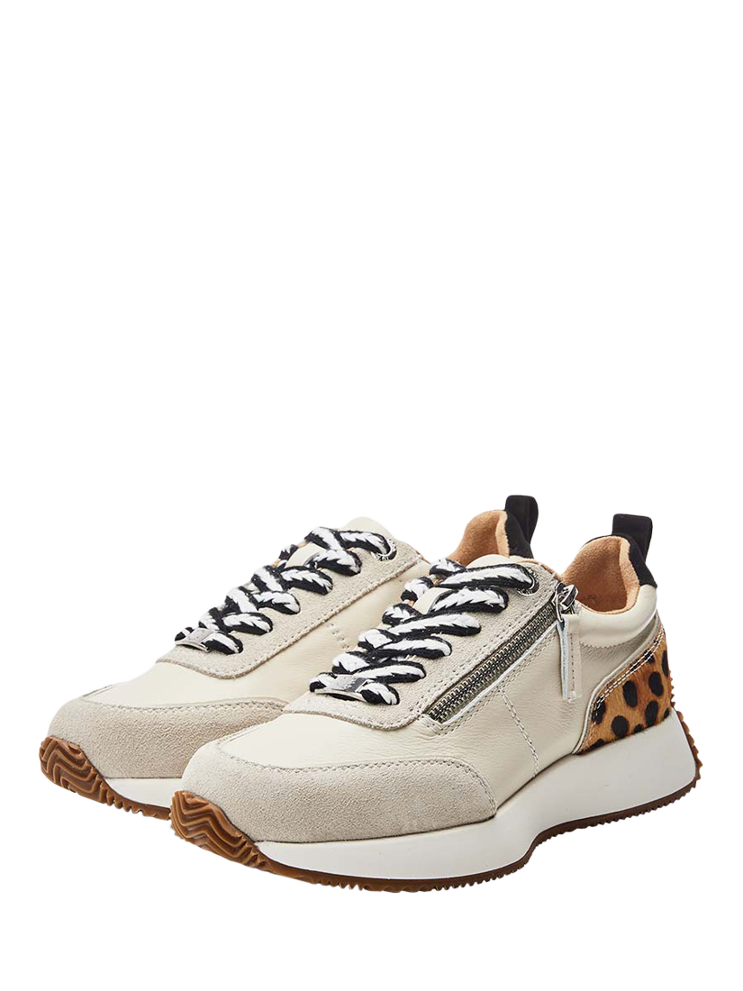 Product image 3 of 5, which shows Moda in Pelle Delphinea Leather Trainers, White Leopard, 3