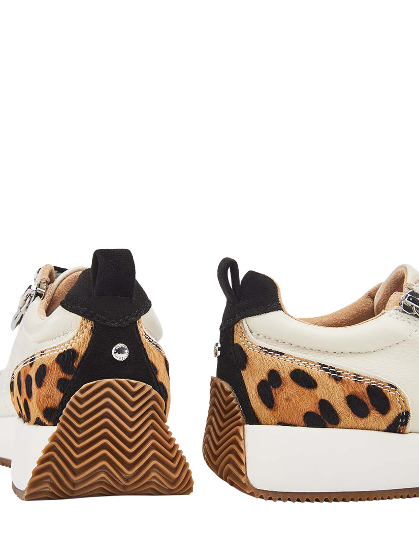 Product image 5 of 5, which shows Moda in Pelle Delphinea Leather Trainers, White Leopard, 3